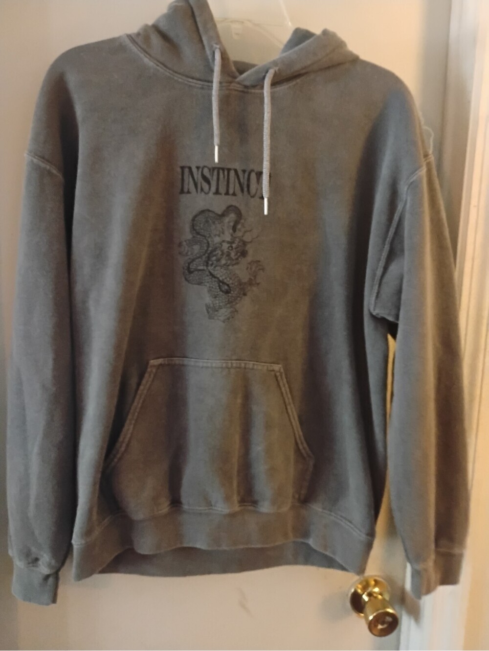 Urban Outfitters Midnight City Dragon Hoodie Grey Acid Wash Instinct Pullover